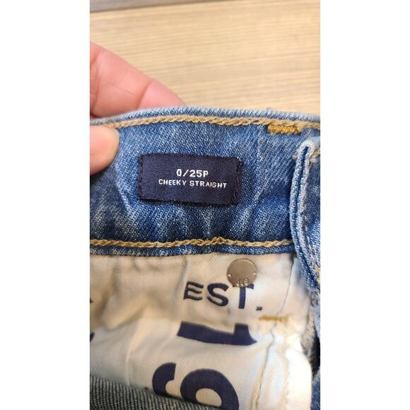 Gap Cheeky Straight Jeans Womens 0/25P Petite Button Fly Medium Wash High Rise - Picture 4 of 7